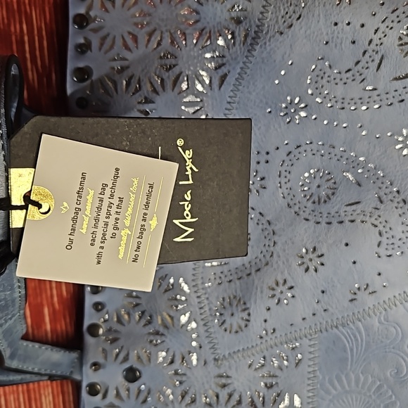 Moda Luxe NWT Artesian Collection large shoulder/crossbody/ tote.Blue-Valerie - Picture 9 of 10